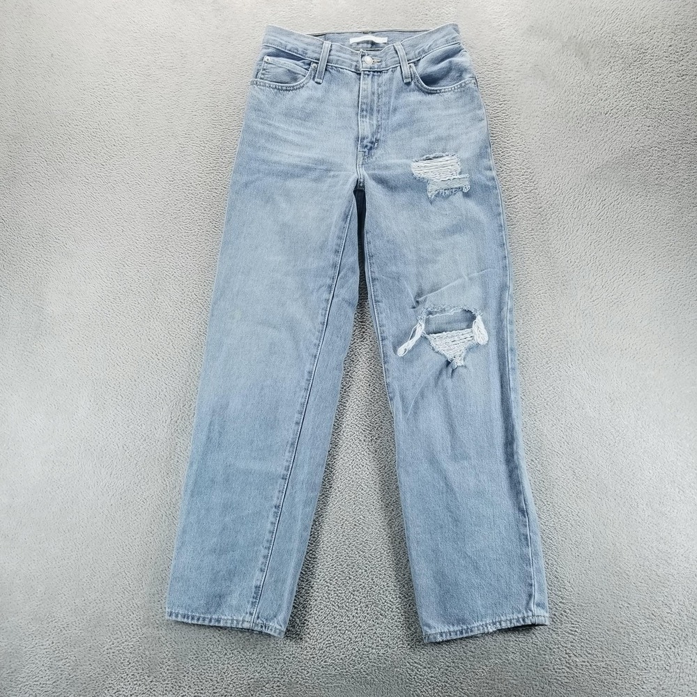 Levis Jeans Womens 26‎ Blue 94 Baggy High Rise Straight Distressed Light Wash